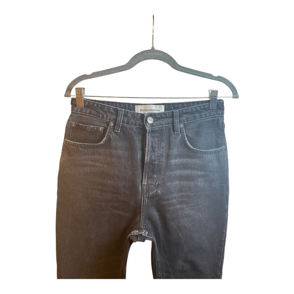 Reformation Women’s High Rise Button Fly Skinny Jeans Raw Hem Black Size 27 - Picture 2 of 16